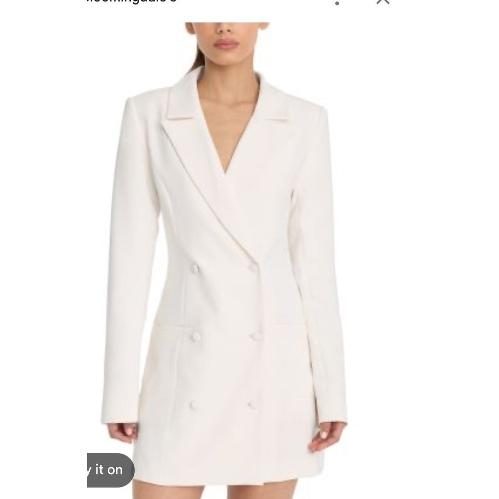 Good American Ivory Double Breasted Oversized Blazer Dress Size 5 NEW‎